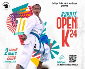 La 10ème édition de l’OpenK 2024 de Karaté, c’est le samedi 2 mars 2024 au Palais des sports de Rivière-Salée
